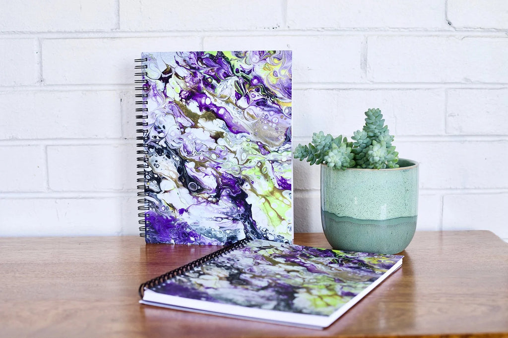 Purple, Yellow and Gold Softcover Spiral Sketchbook -  7 inch x 9 inch