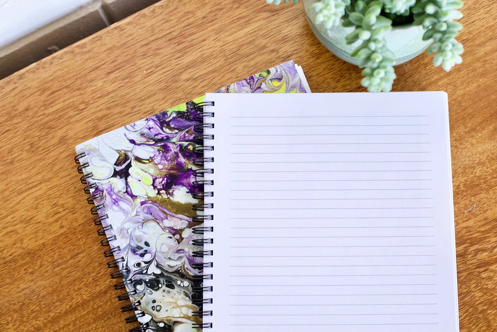 Purple, Yellow and Gold Softcover Spiral Sketchbook -  7 inch x 9 inch