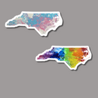 North Carolina State Shape Sticker - Rainbow and Trans Pride 3.5"x1.25"