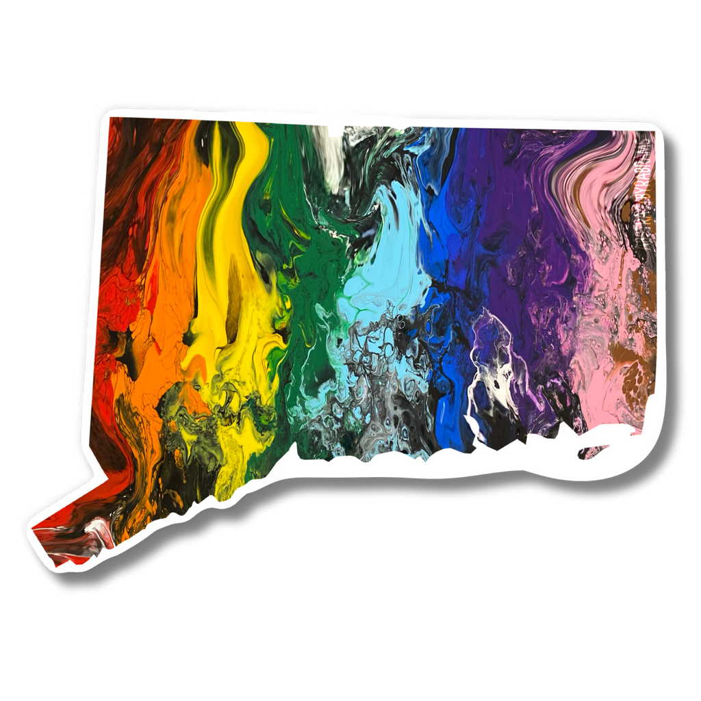 Connecticut State Trans Pride and Rainbow State Vinyl Sticker