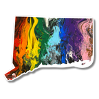 Connecticut State Trans Pride and Rainbow State Vinyl Sticker