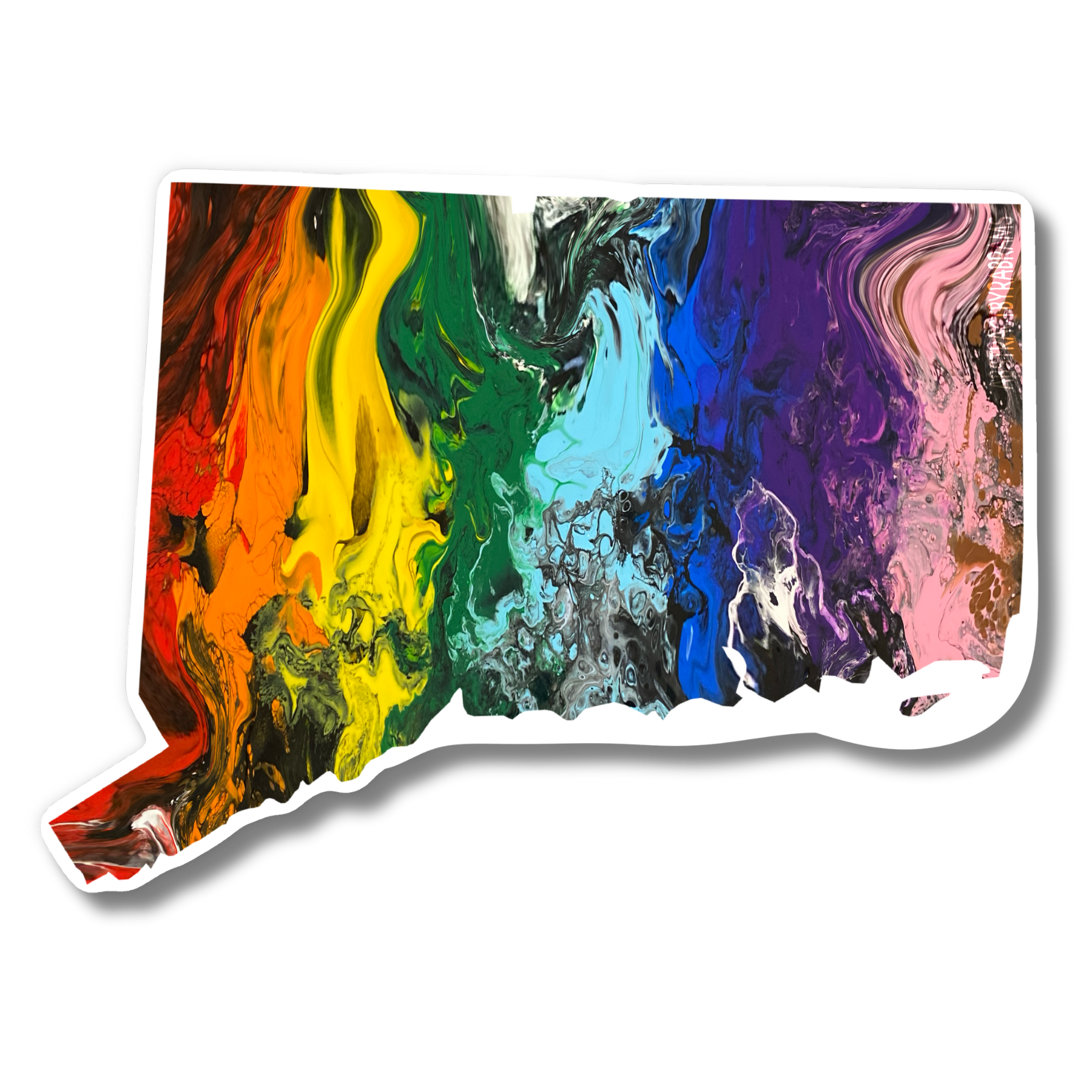 Connecticut State Trans Pride and Rainbow State Vinyl Sticker