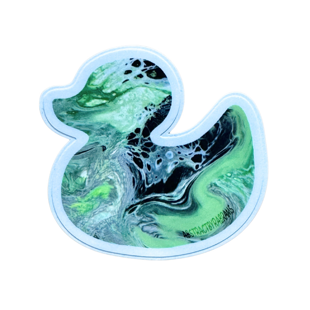Green, Black, Gray, White Duck Sticker - Agender Pride - Easy Peel - Vinyl - 3"