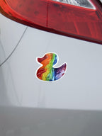 Rainbow Rubber Duck Magnet, Car Magnet - 4"