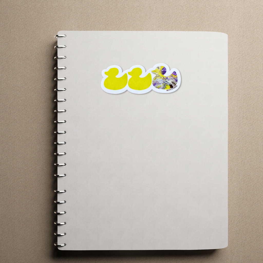 Duck Duck Non Binary Duck Sticker - Duck Duck Gray Duck - Duck Duck Pride Duck - Non-Binary Pride 3.5"x1.5"