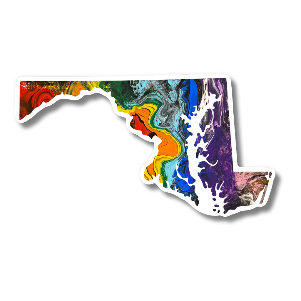 Maryland State Trans Pride and Rainbow State Vinyl Sticker