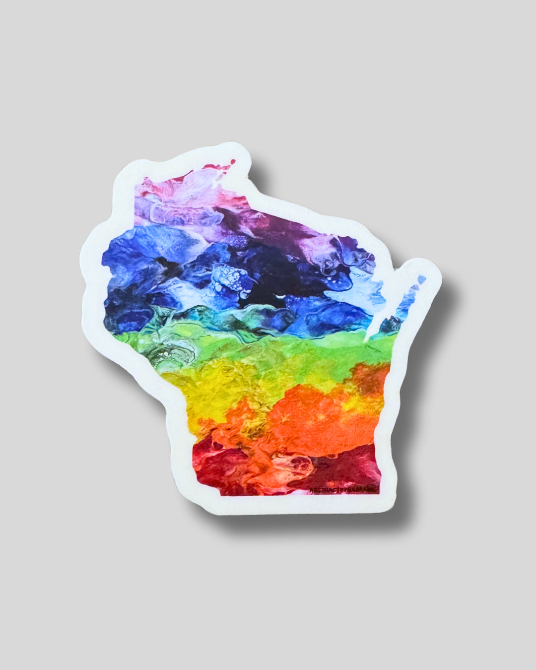 Wisconsin State Shape Sticker - Rainbow and Trans Pride 3"