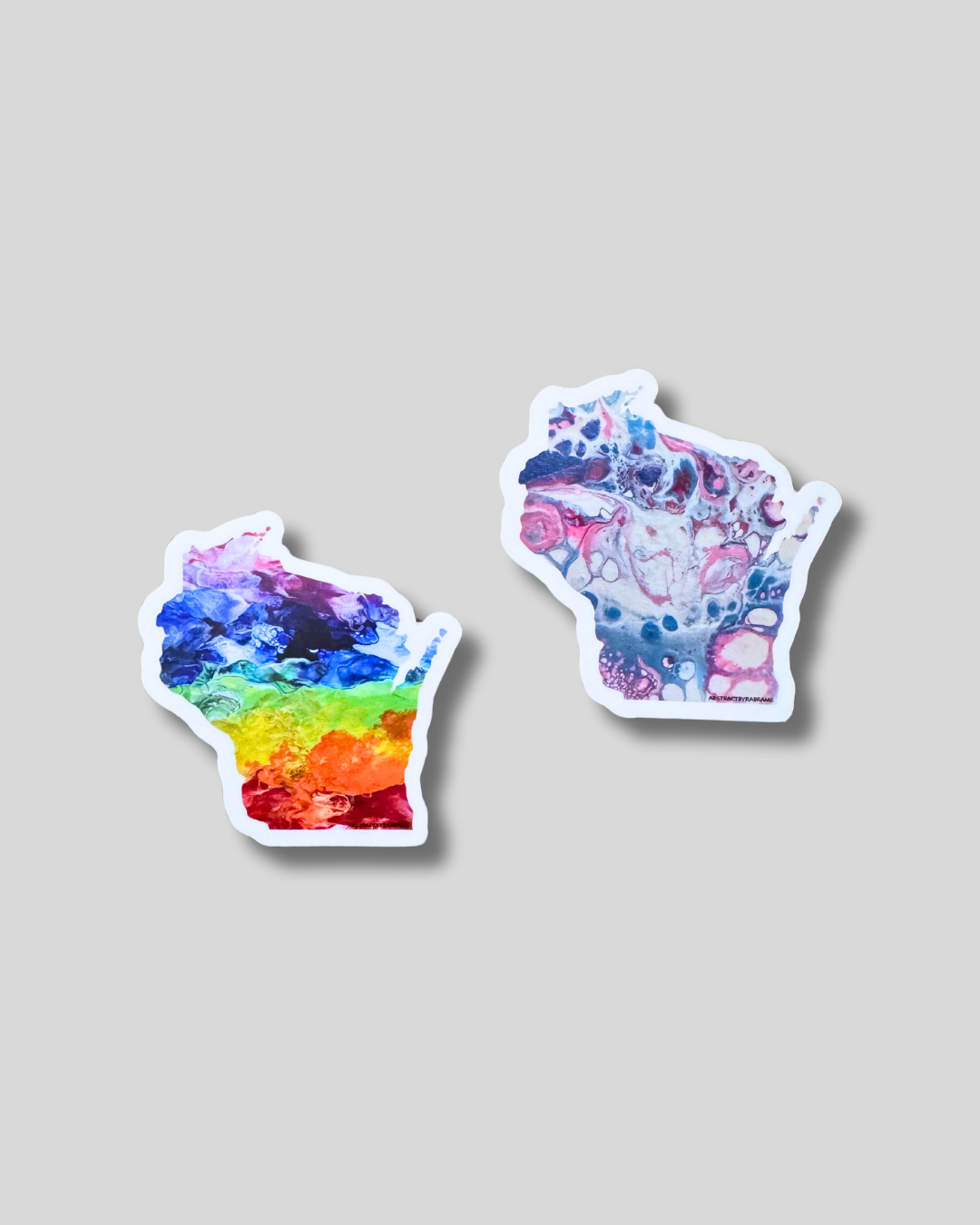 Wisconsin State Shape Sticker - Rainbow and Trans Pride 3"