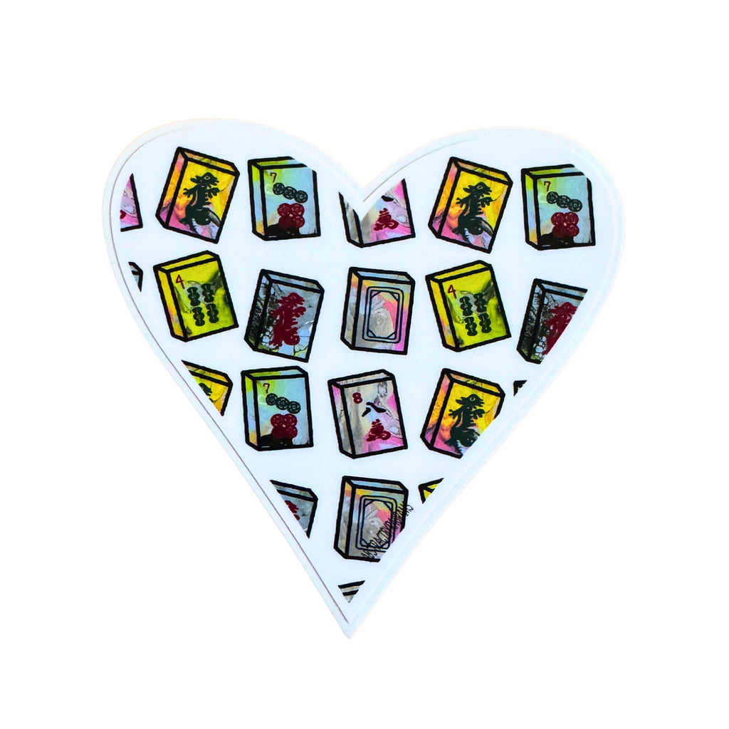 Mahjong Sticker - Heart Shaped with Mah Jong tiles