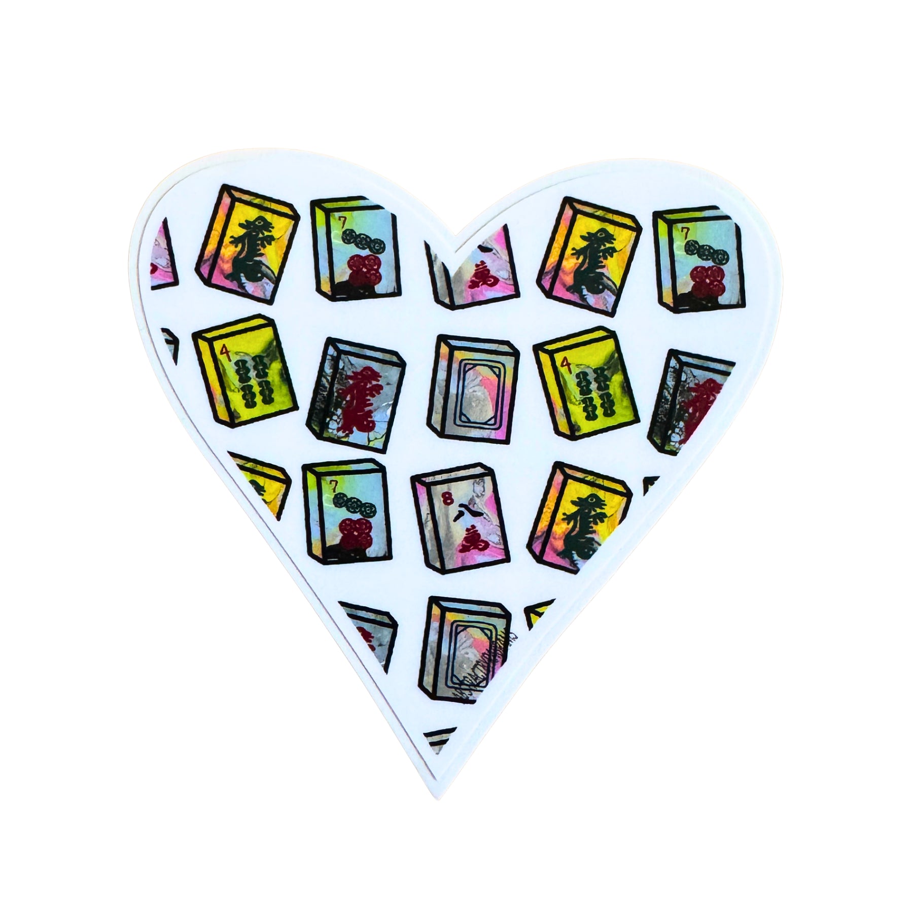 Mahjong Sticker - Heart Shaped with Mah Jong tiles