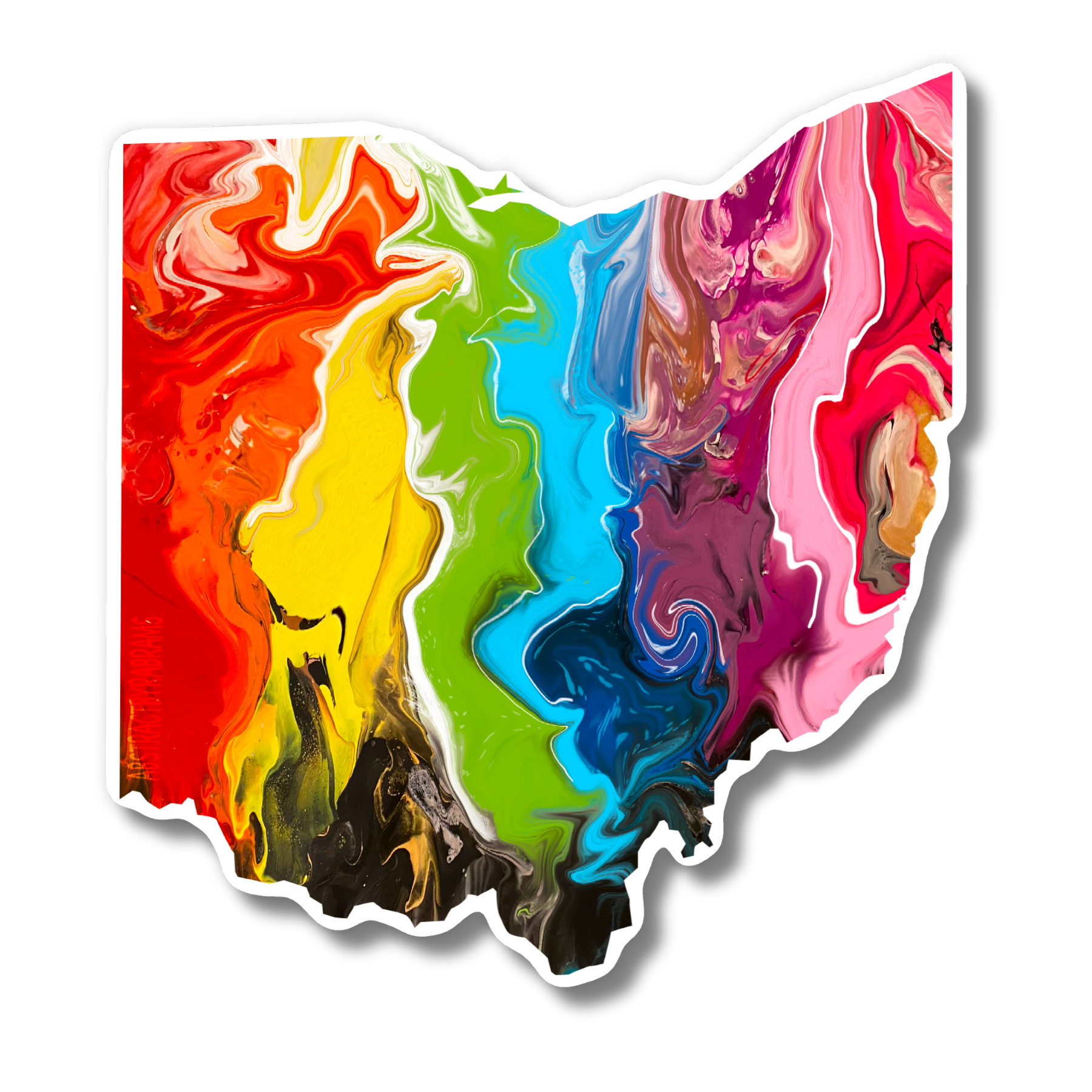 Ohio State Trans Pride and Rainbow State Vinyl Sticker
