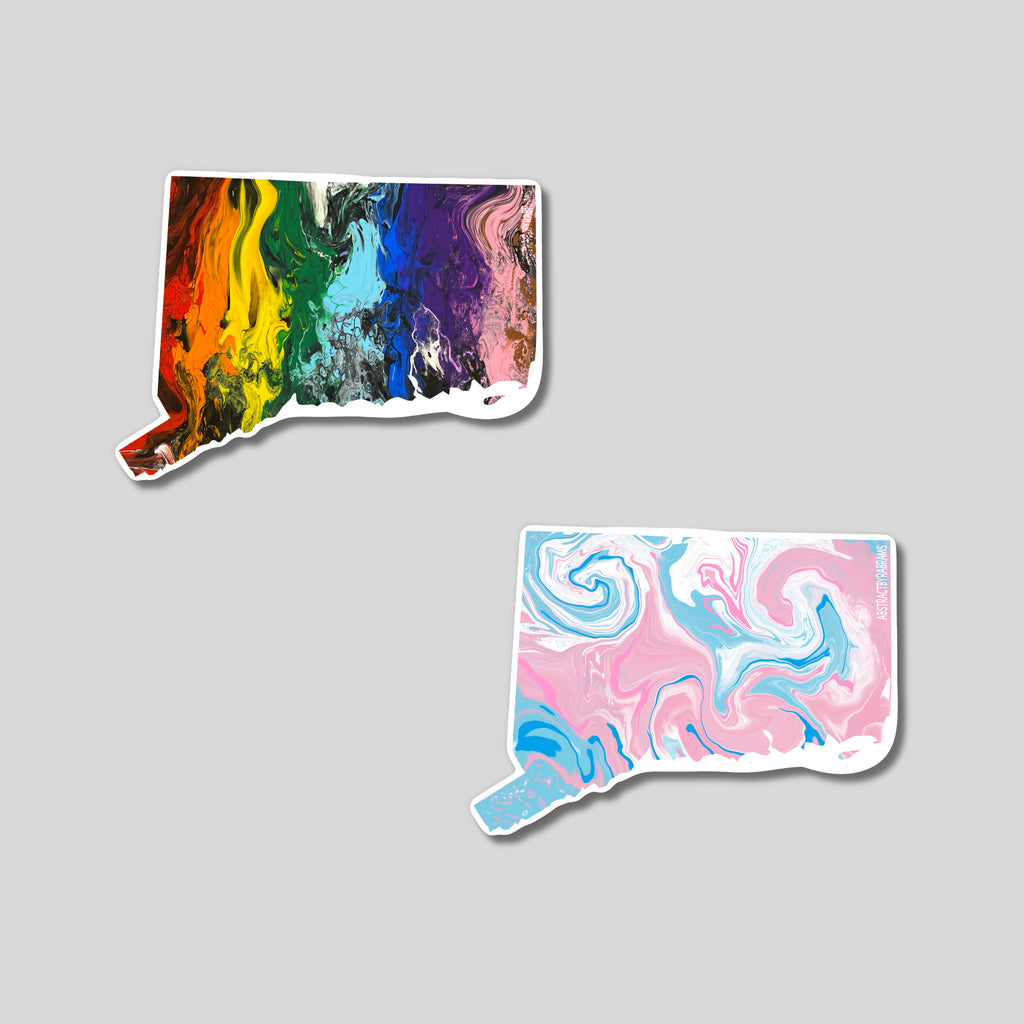 Connecticut State Trans Pride and Rainbow State Vinyl Sticker
