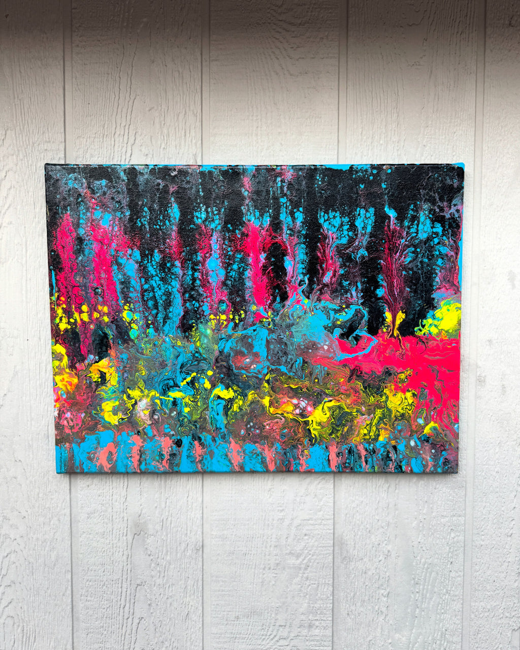 Into the Wonderland Forest Painting - 24"x18" Abstract Pour Painting
