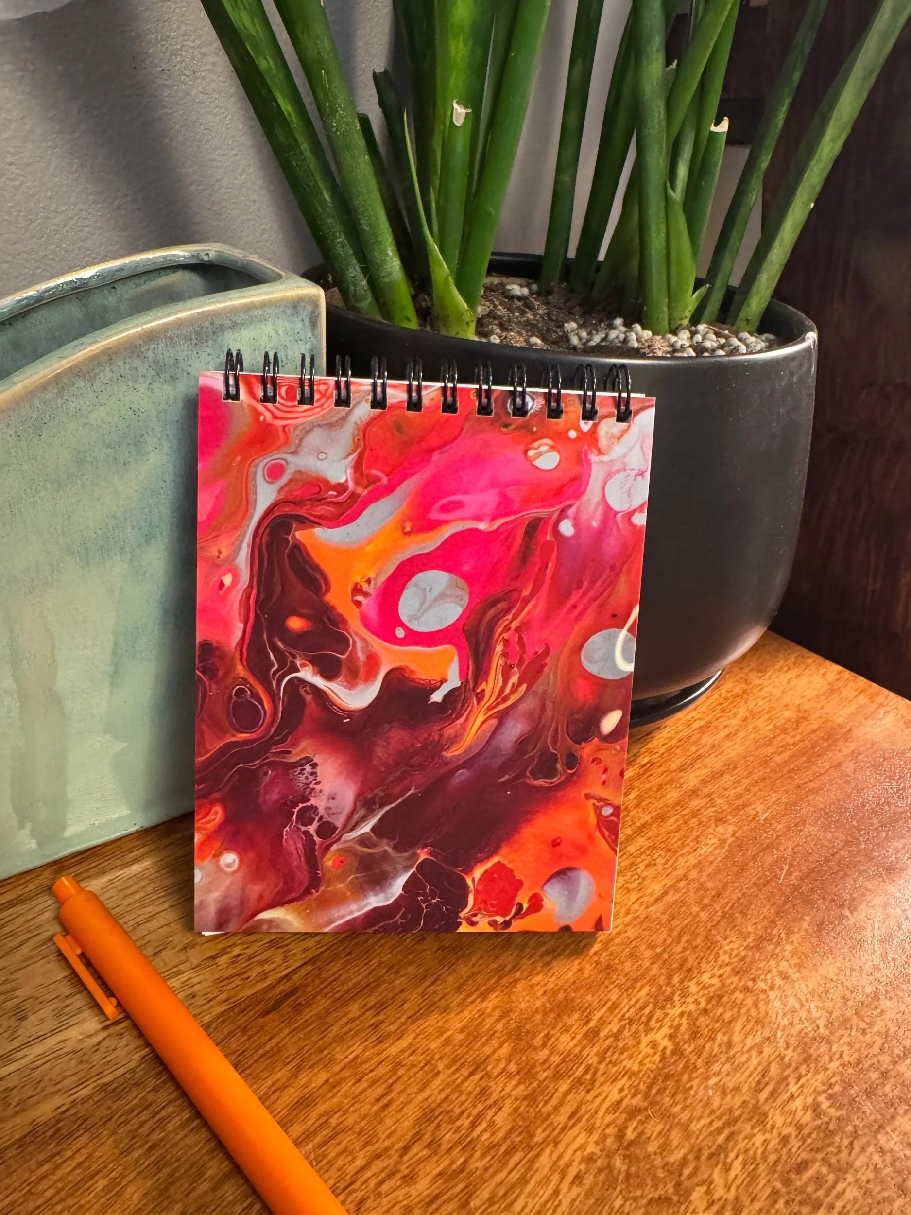Pink and Orange Notepad - 2 Paper Options - 4.25"x5.5"