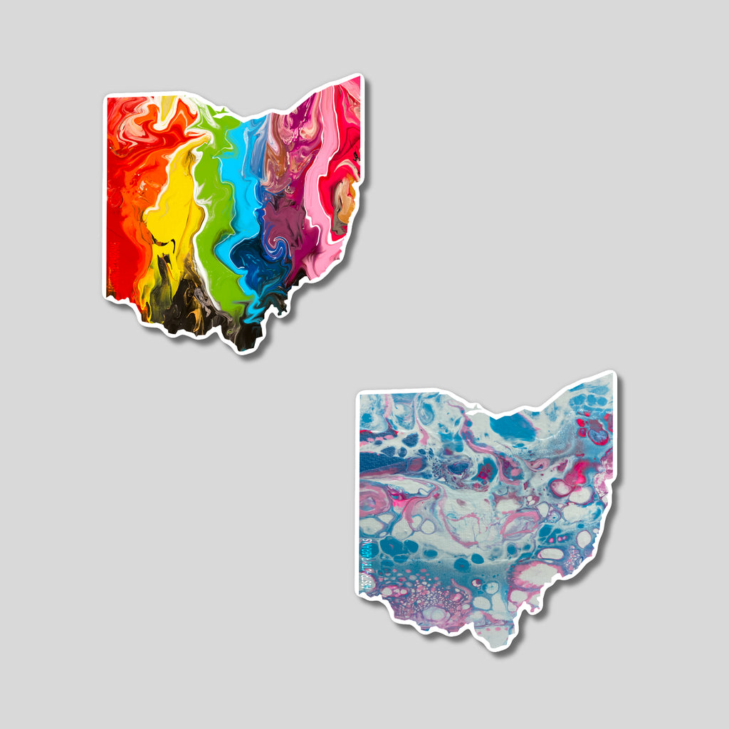 Ohio State Trans Pride and Rainbow State Vinyl Sticker