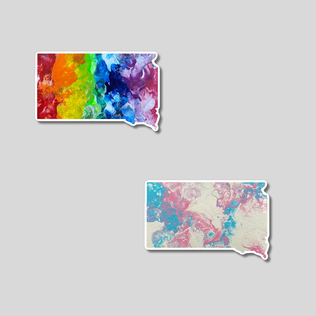 South Dakota State Trans Pride and Rainbow State Vinyl Sticker