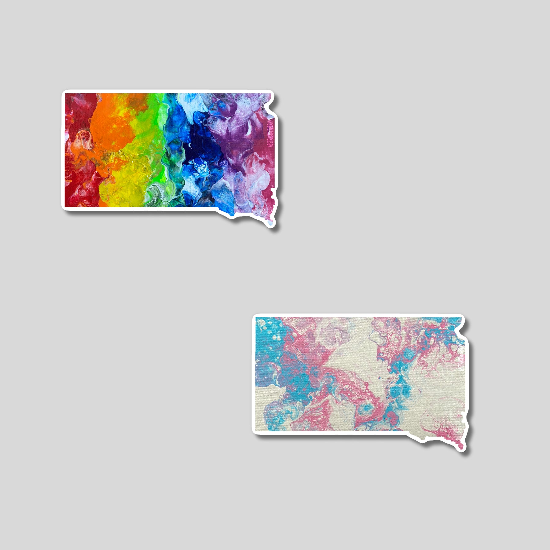 South Dakota State Trans Pride and Rainbow State Vinyl Sticker
