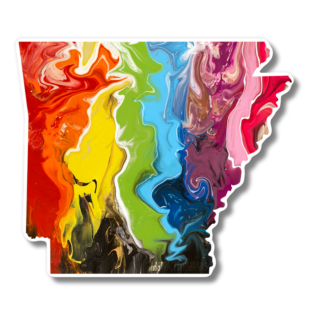 Arkansas State Trans Pride and Rainbow State Vinyl Sticker
