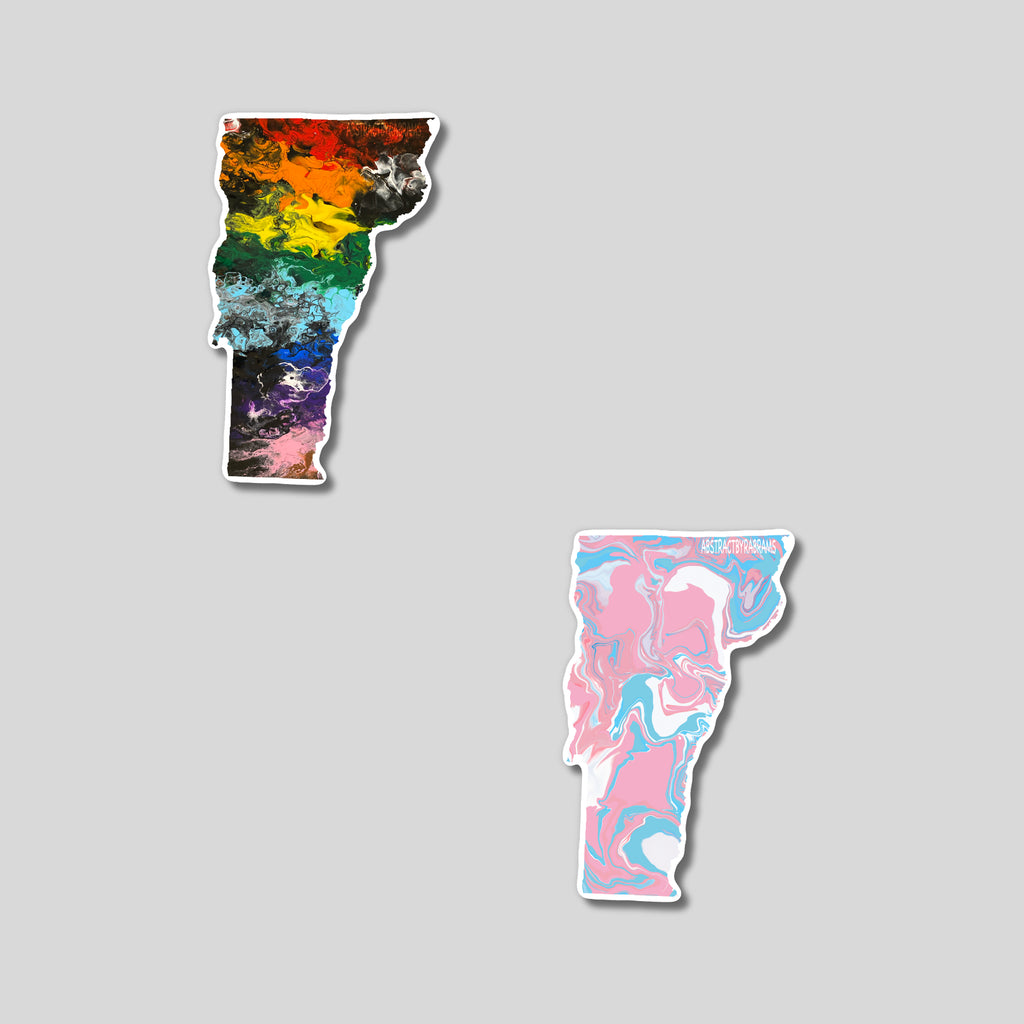 Vermont State Trans Pride and Rainbow State Vinyl Sticker