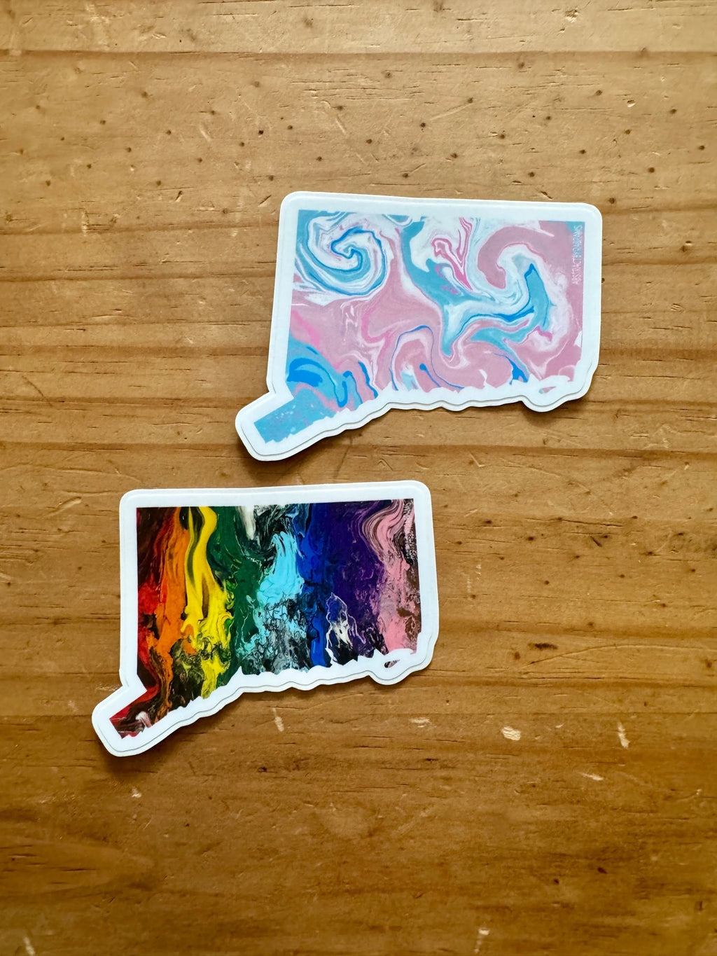 Connecticut State Trans Pride and Rainbow State Vinyl Sticker