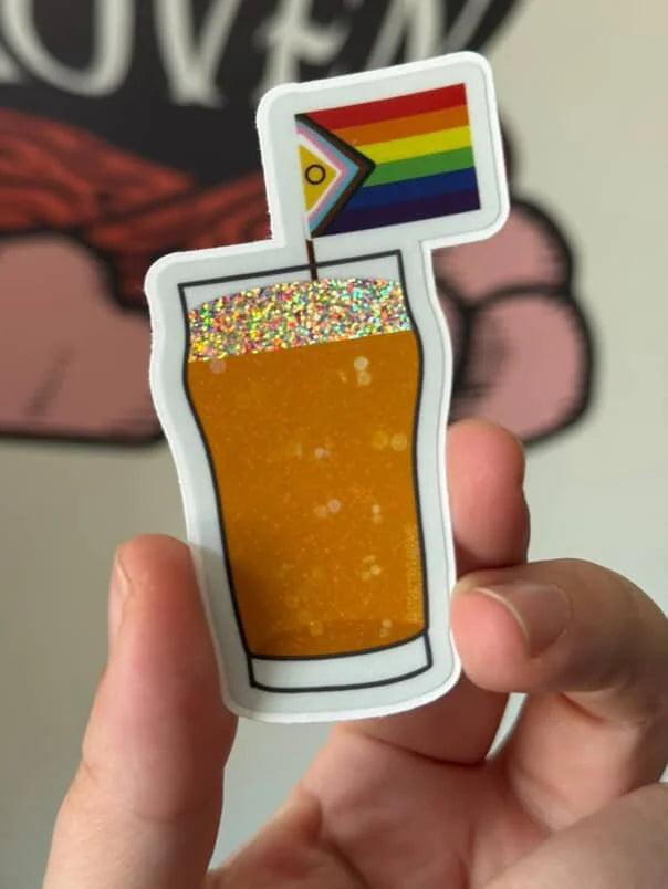 Rainbow Glittery Beer Sticker
