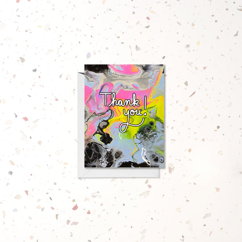 Black and Pink Thank You Card