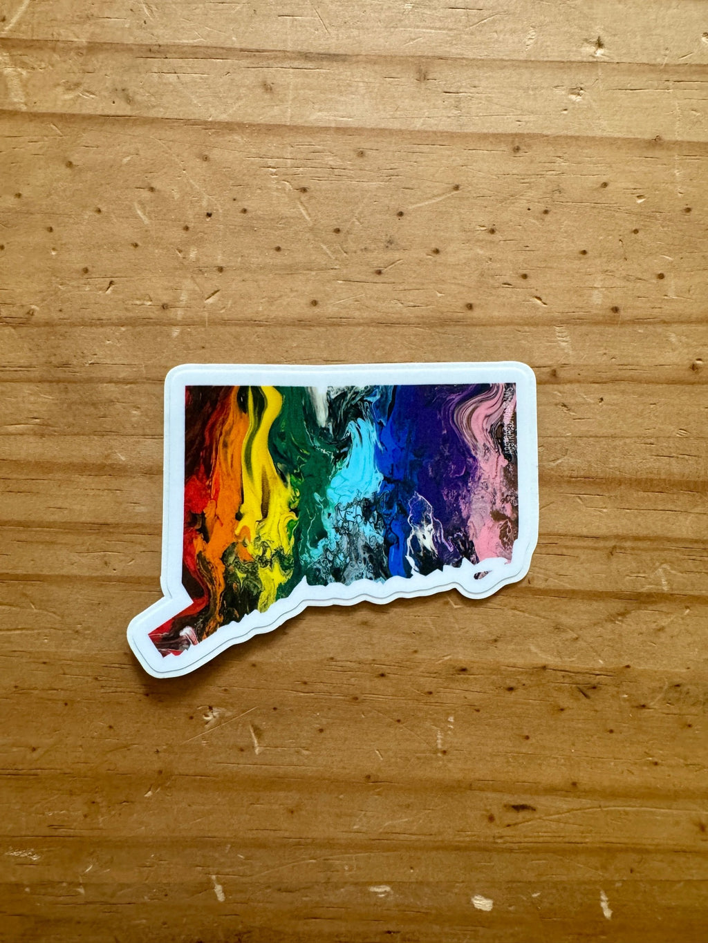 Connecticut State Trans Pride and Rainbow State Vinyl Sticker