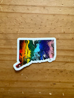 Connecticut State Trans Pride and Rainbow State Vinyl Sticker
