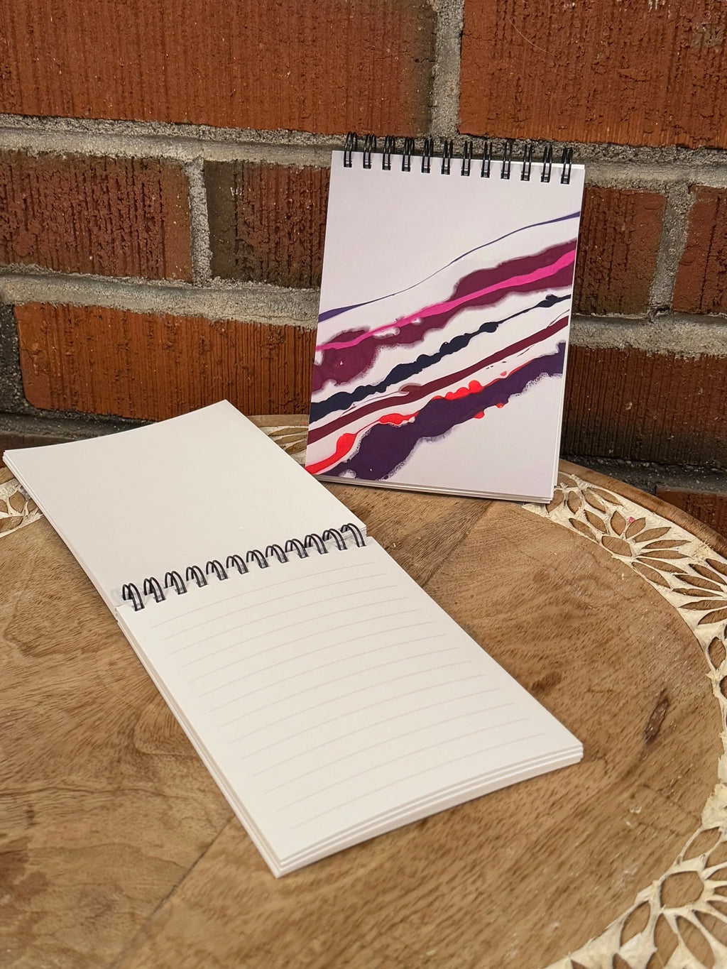 Pink and White Spiral Notepad with Soft Touch Cover  - 5.5x4.25
