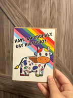 Rainbow Cow Birthday Card - Cow Pun - A2 - 100% PCW paper