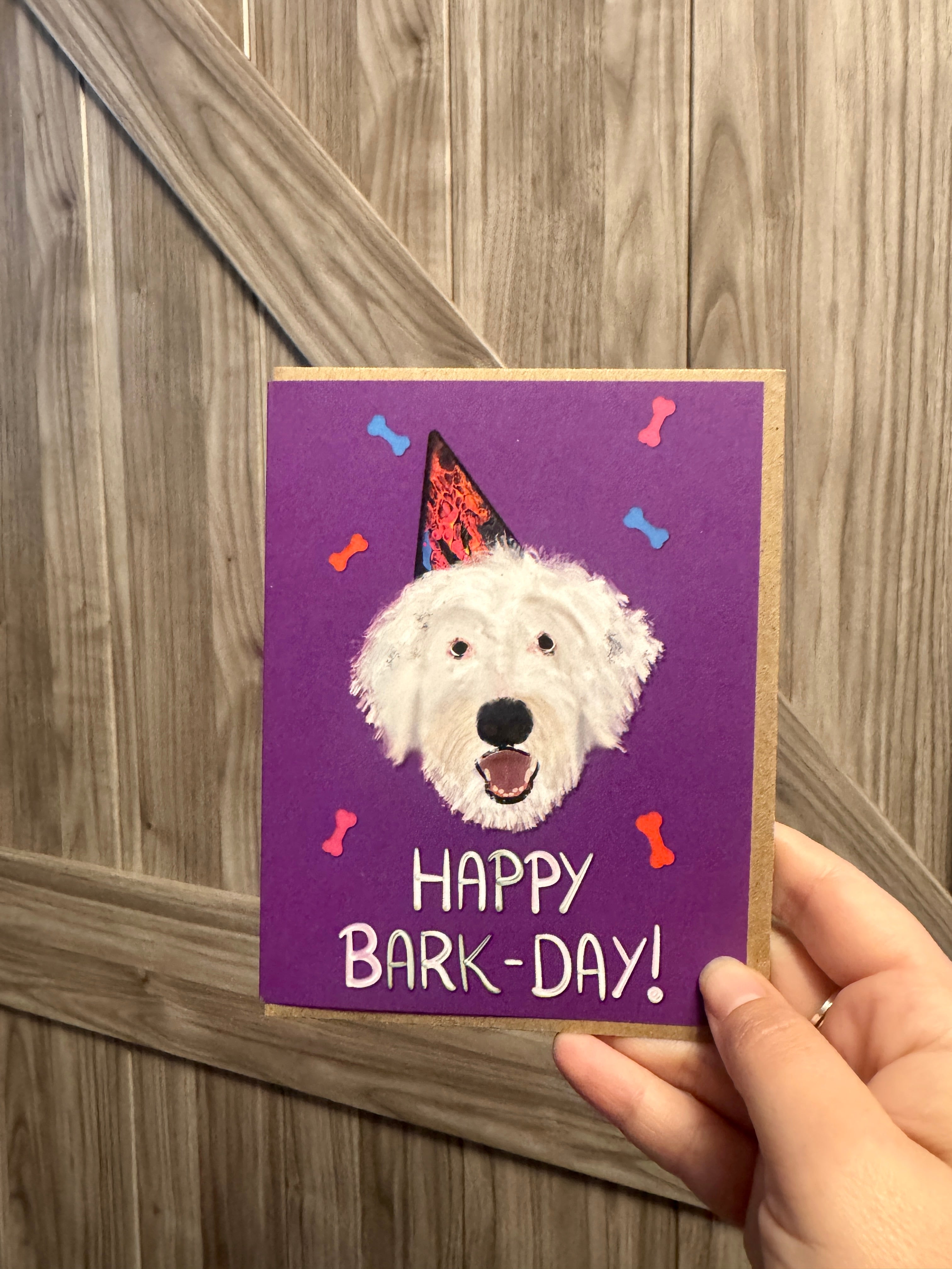 Happy Bark-Day Birthday Card - A2 - 100% PCW paper