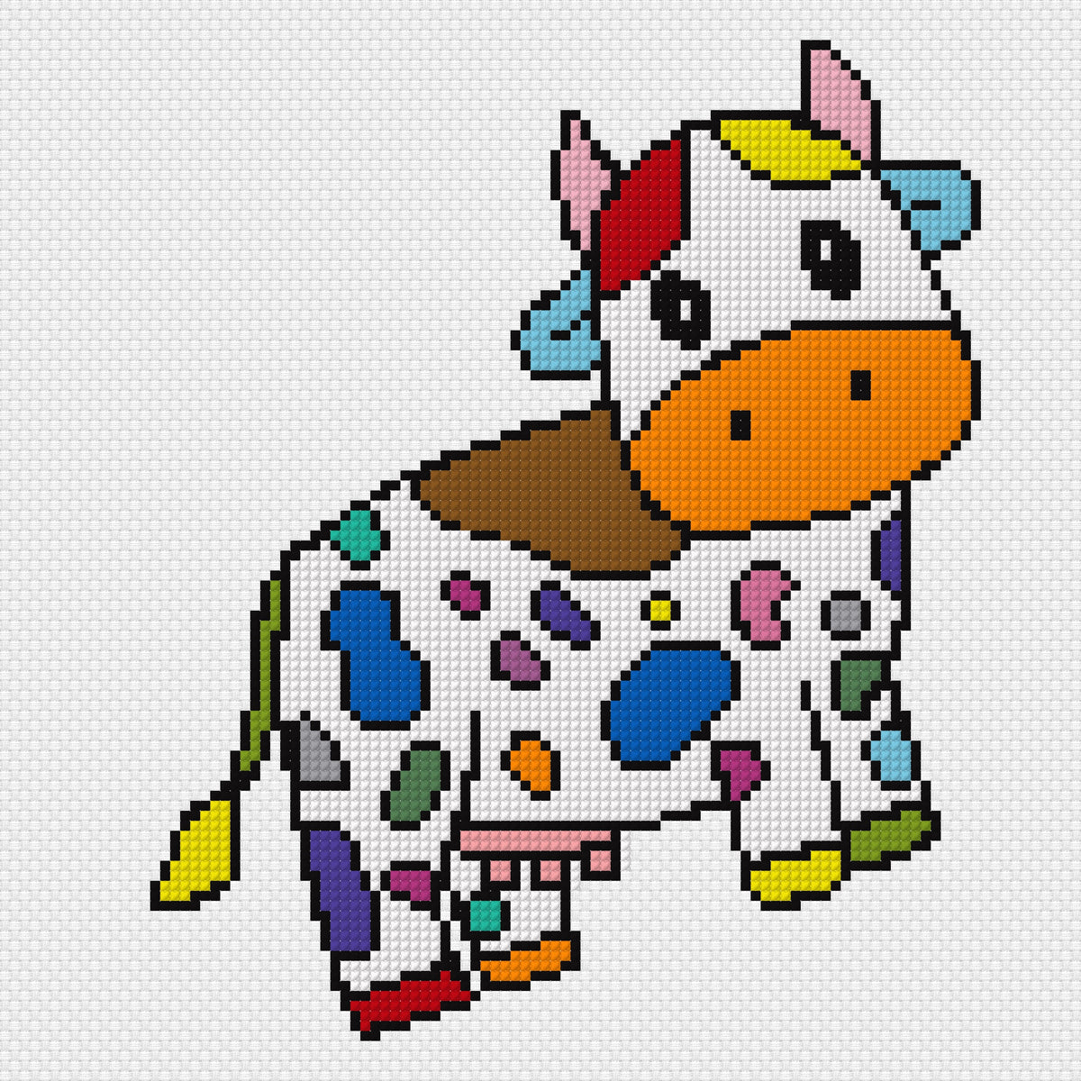 Rainbow Cow Needlepoint Digital Chart