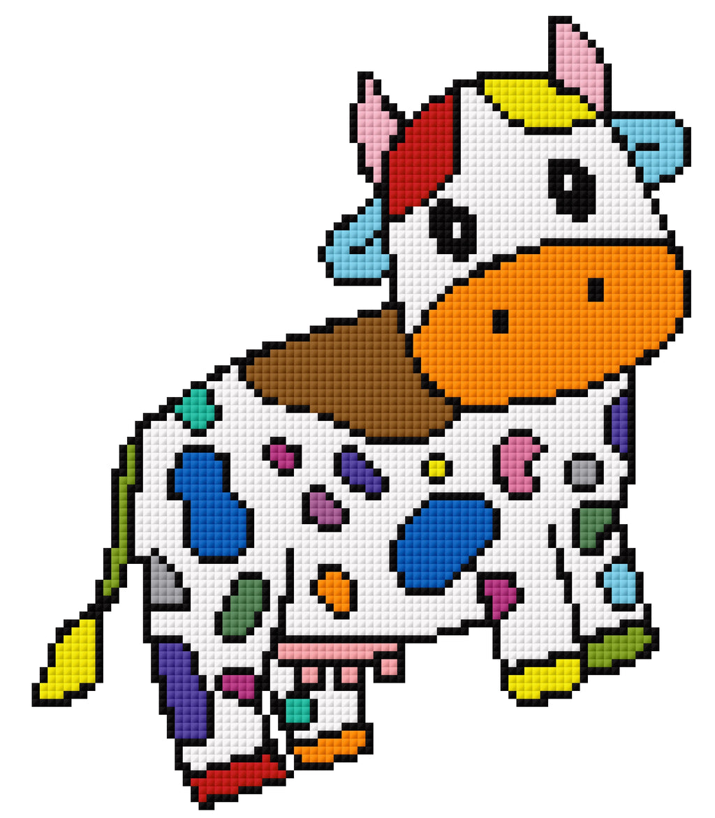 Rainbow Cow Needlepoint Digital Chart