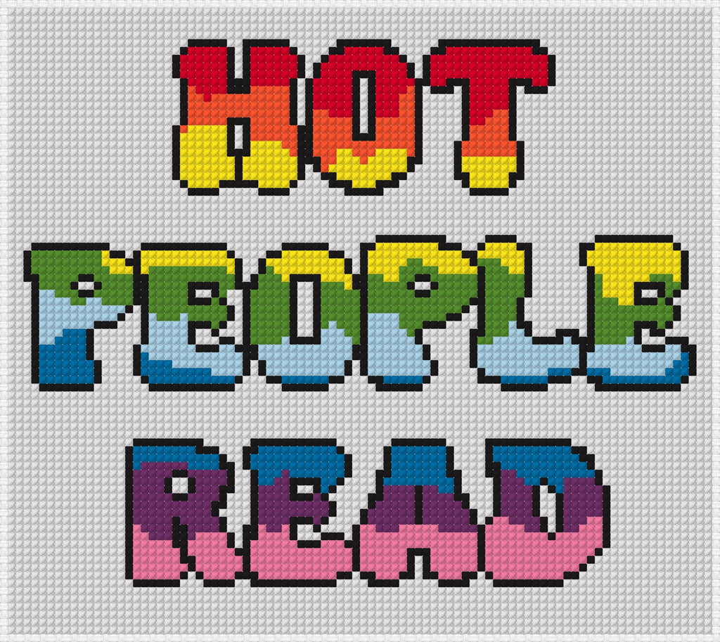 Rainbow Hot People Read Needlepoint Digital Chart