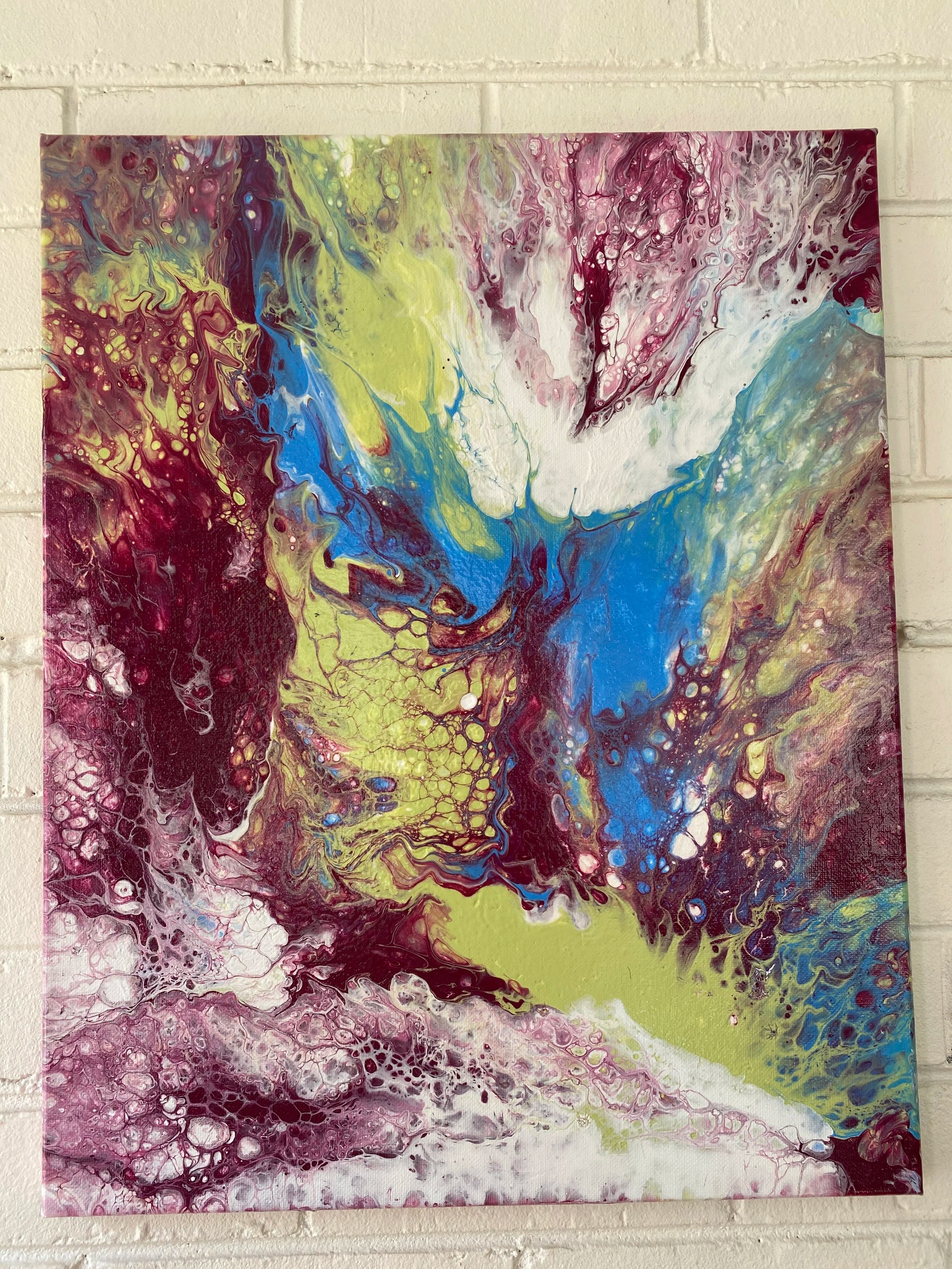 Unmelding Painting - 16"x20" Abstract Pour Painting