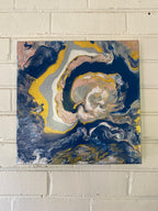 Abstract Tidal Pool Pour Painting - 12"x12"
