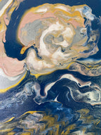Abstract Tidal Pool Pour Painting - 12"x12"