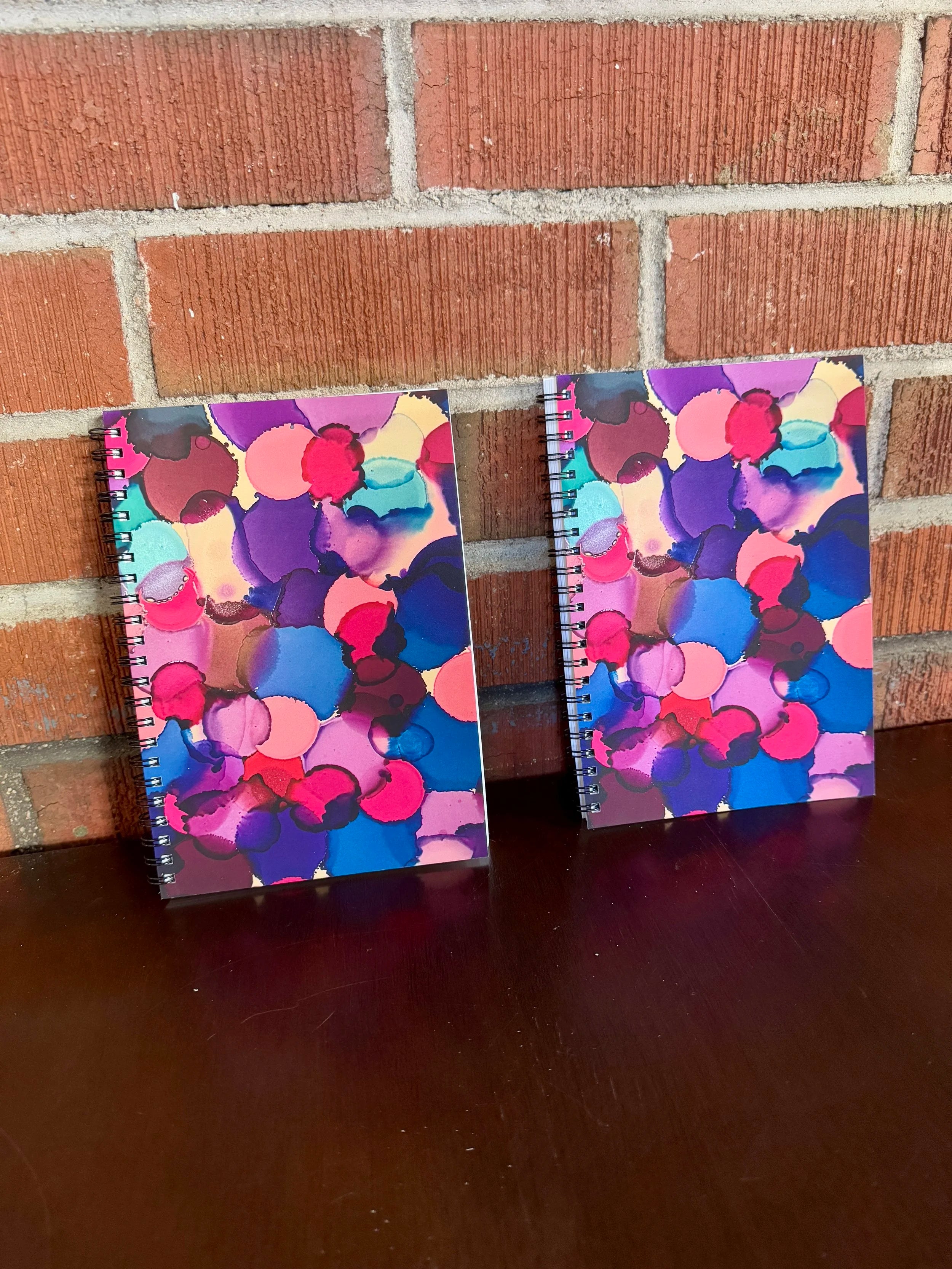 Blue, Pink, Purple Dots Soft Touch Cover Spiral Journal -  5.5"x8"