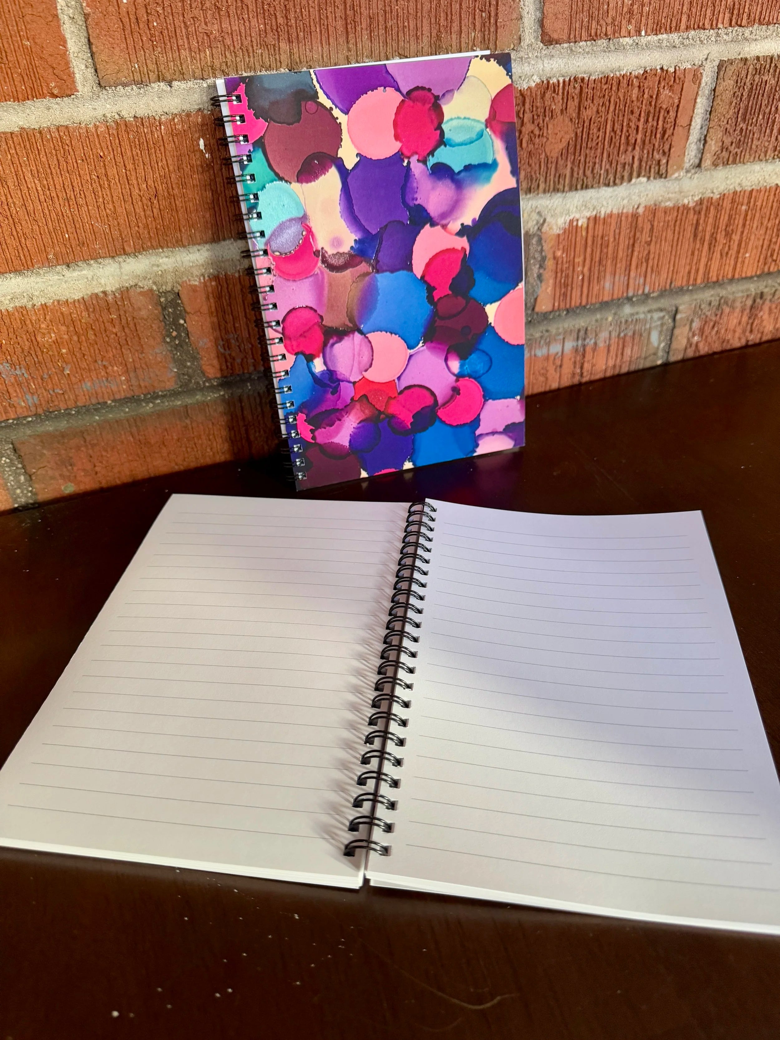 Blue, Pink, Purple Dots Soft Touch Cover Spiral Journal -  5.5"x8"