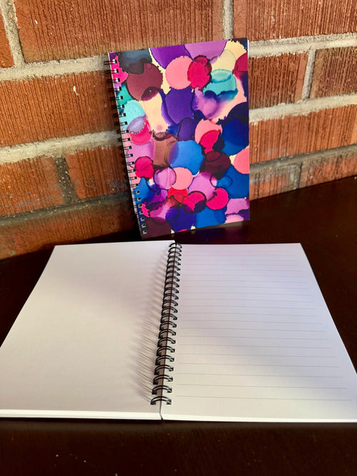 Blue, Pink, Purple Dots Soft Touch Cover Spiral Journal -  5.5"x8"