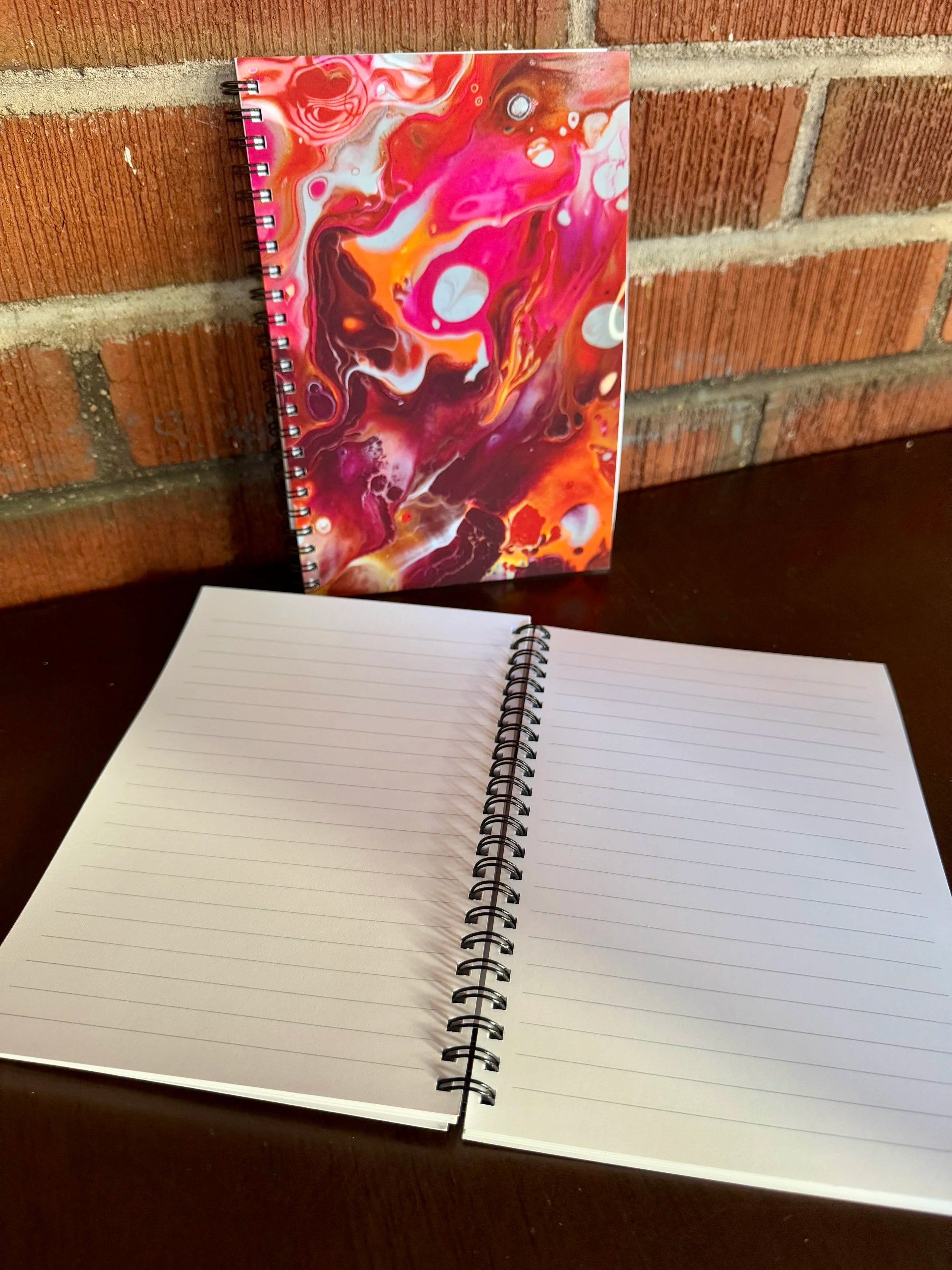 Orange and Pink Soft Touch Cover Spiral Journal -  5.5"x8"