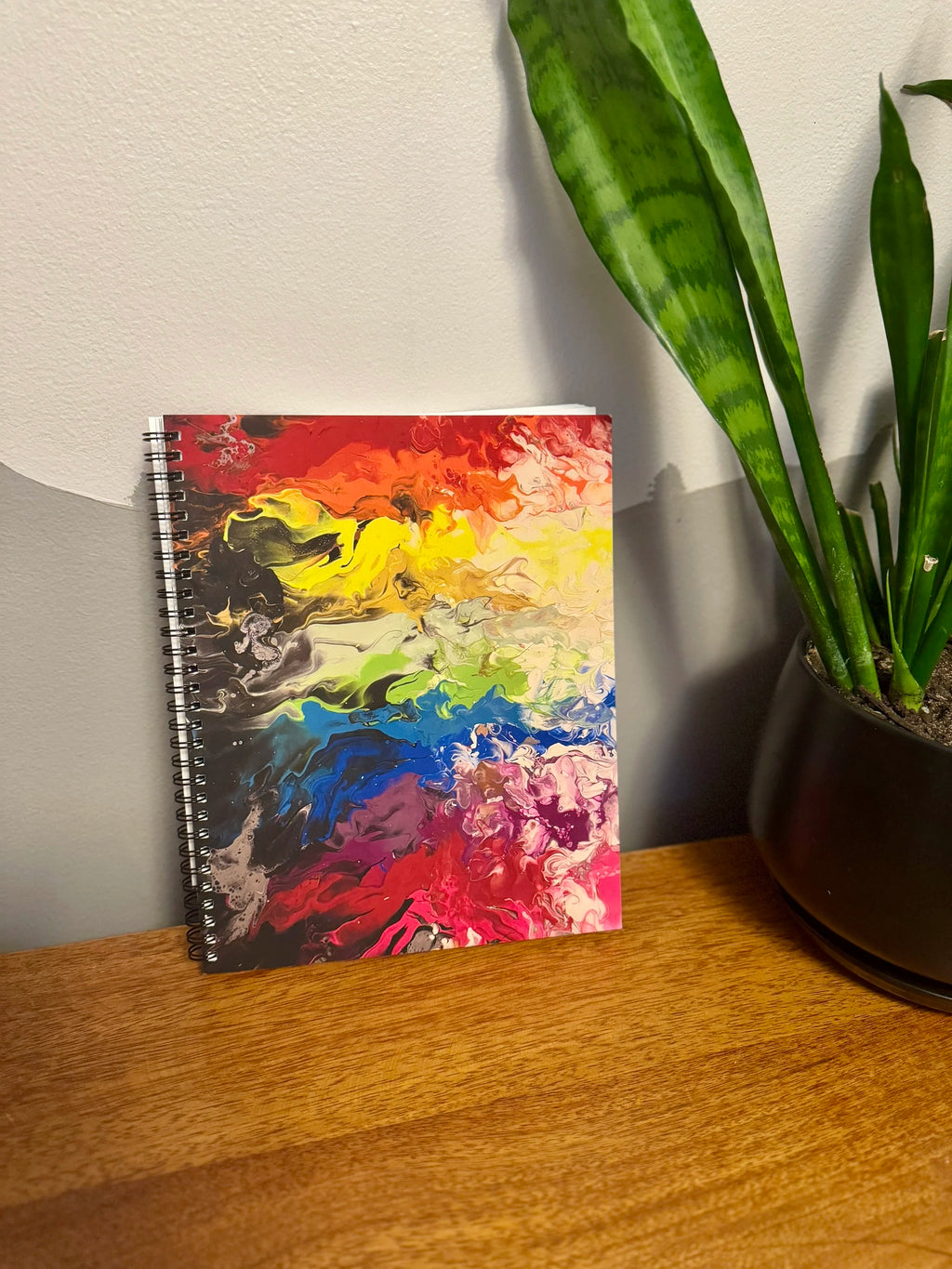 Fiery Rainbow Soft Touch Cover Spiral Journal -  8"x10"