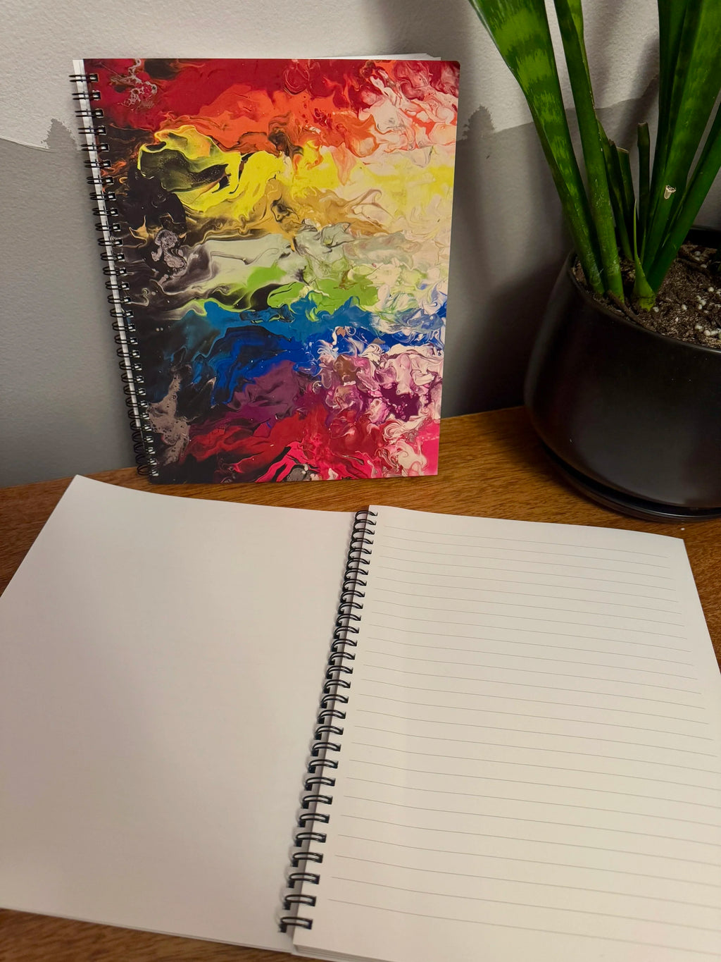 Fiery Rainbow Soft Touch Cover Spiral Journal -  8"x10"