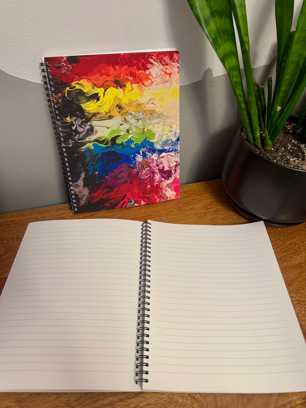 Fiery Rainbow Soft Touch Cover Spiral Journal -  8"x10"