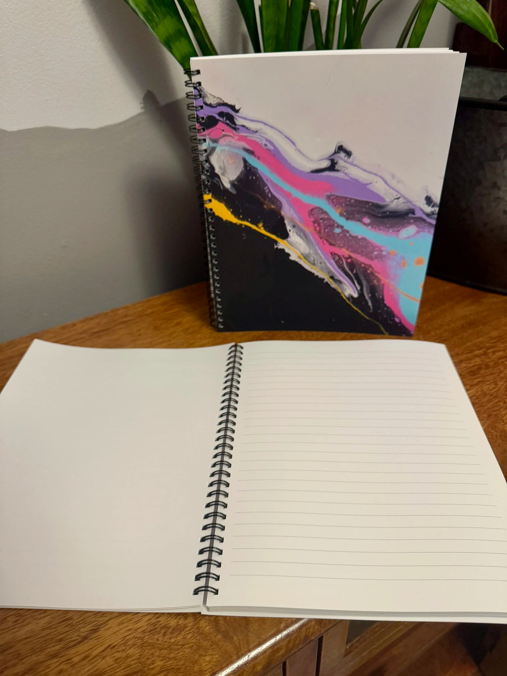Abstract Pastel Soft Touch Cover Spiral Journal - 8"x10"