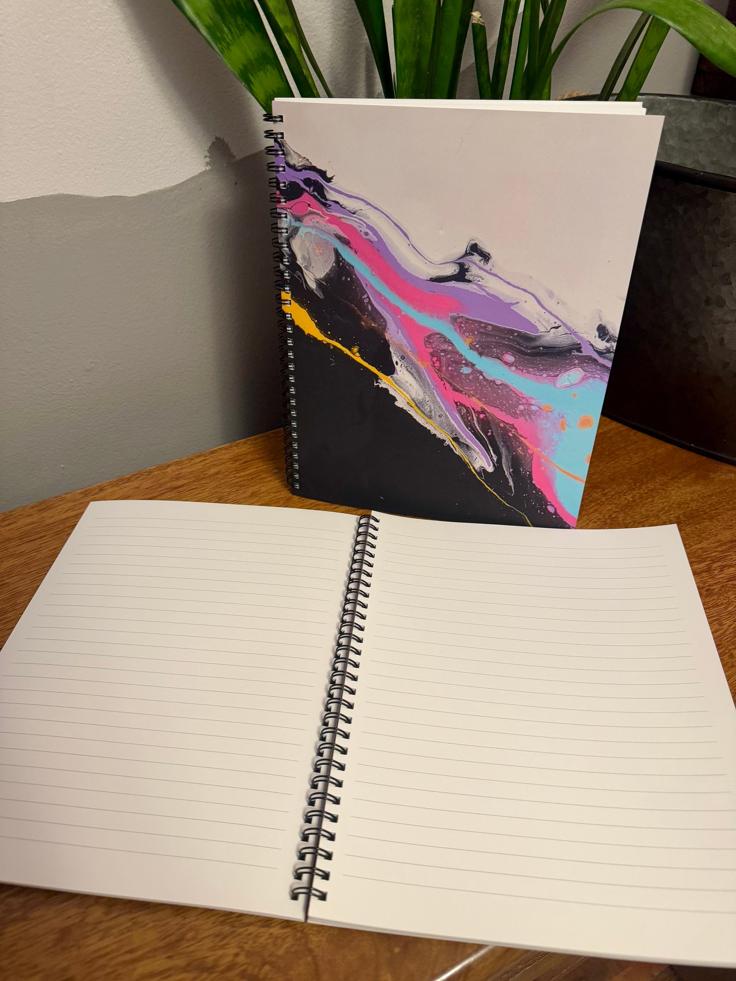 Abstract Pastel Soft Touch Cover Spiral Journal - 8"x10"