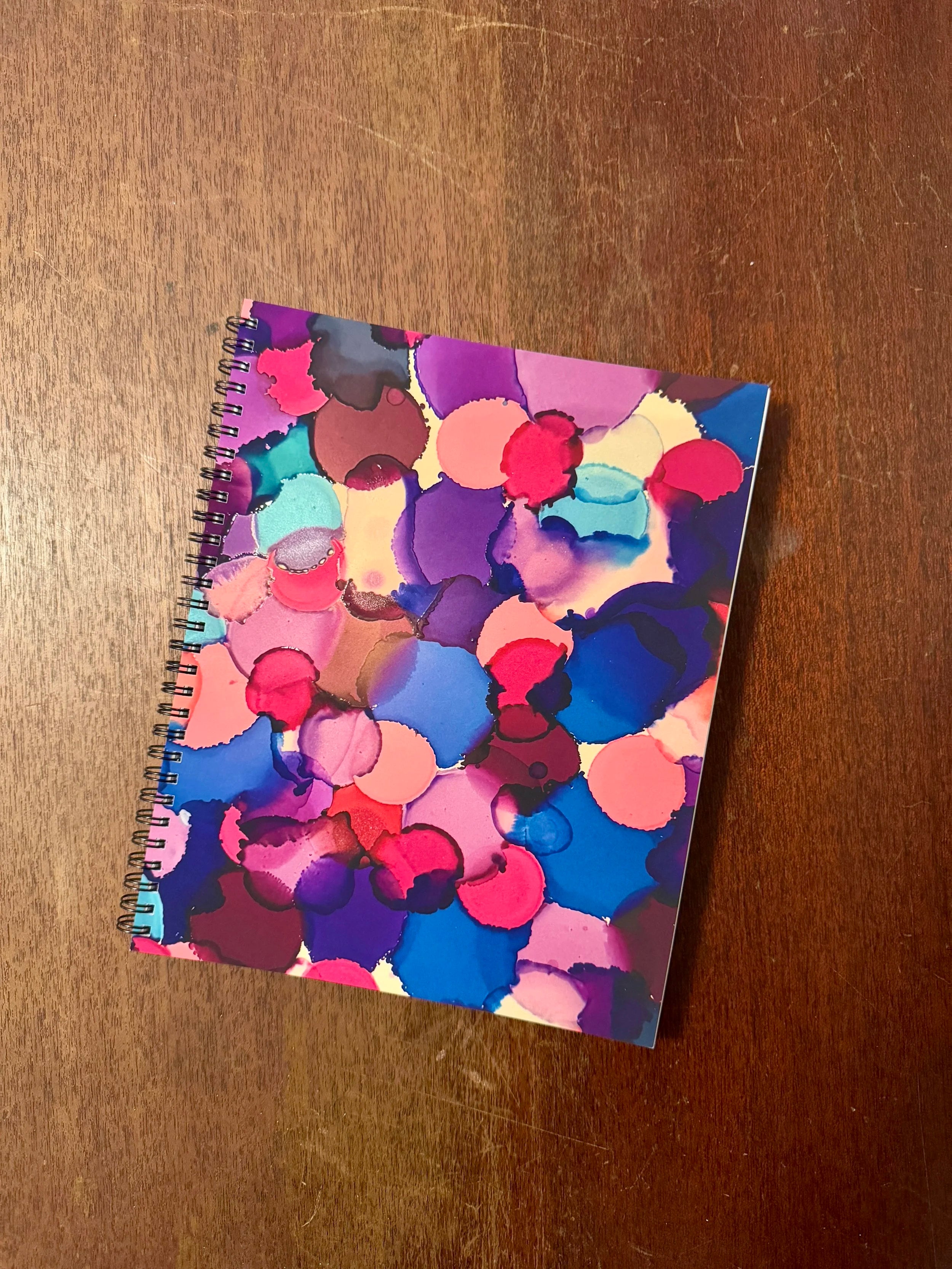 Blue, Pink, Purple Dots Soft Touch Cover Spiral Journal -  8"x10"