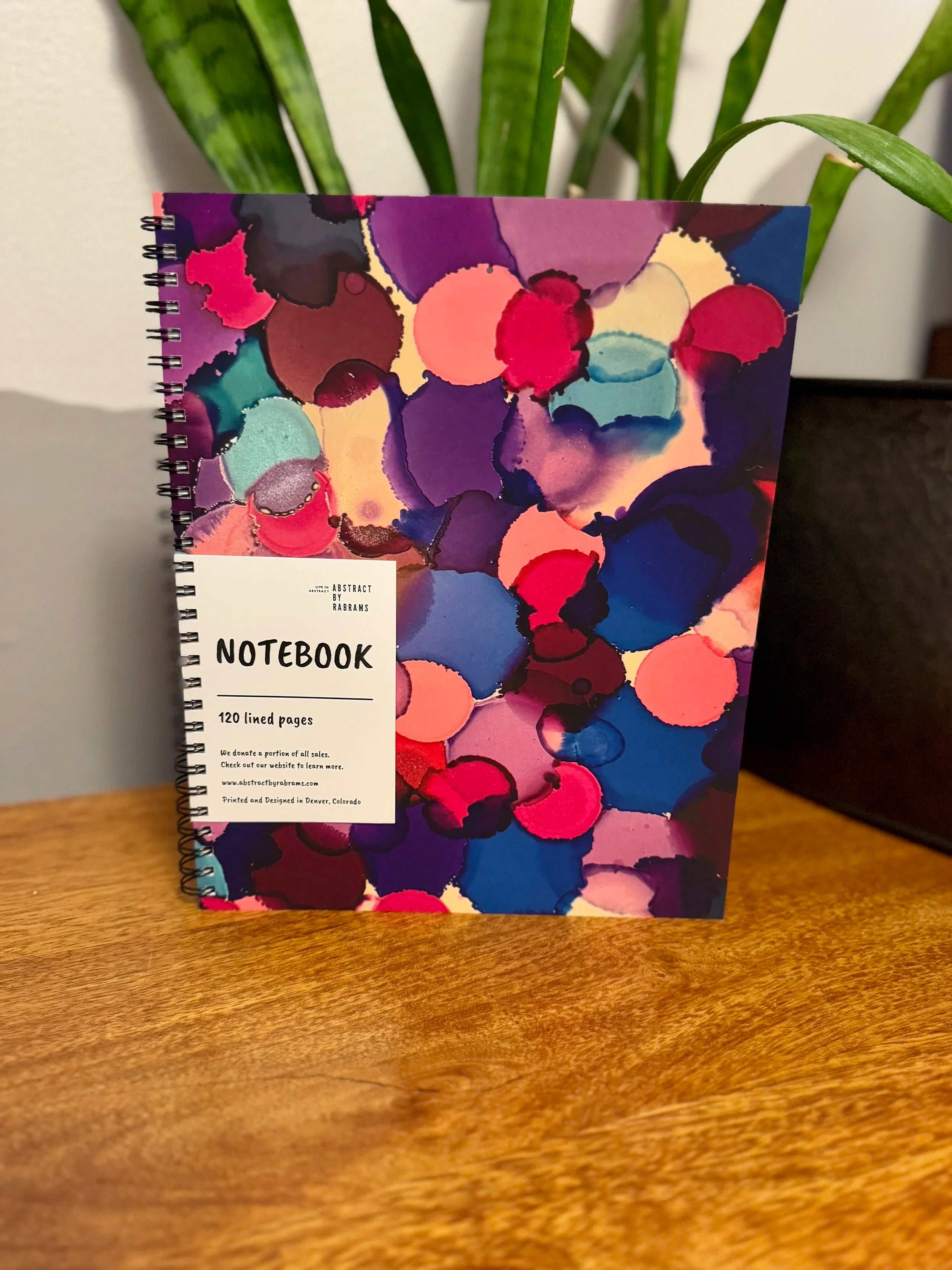 Blue, Pink, Purple Dots Soft Touch Cover Spiral Journal -  8"x10"