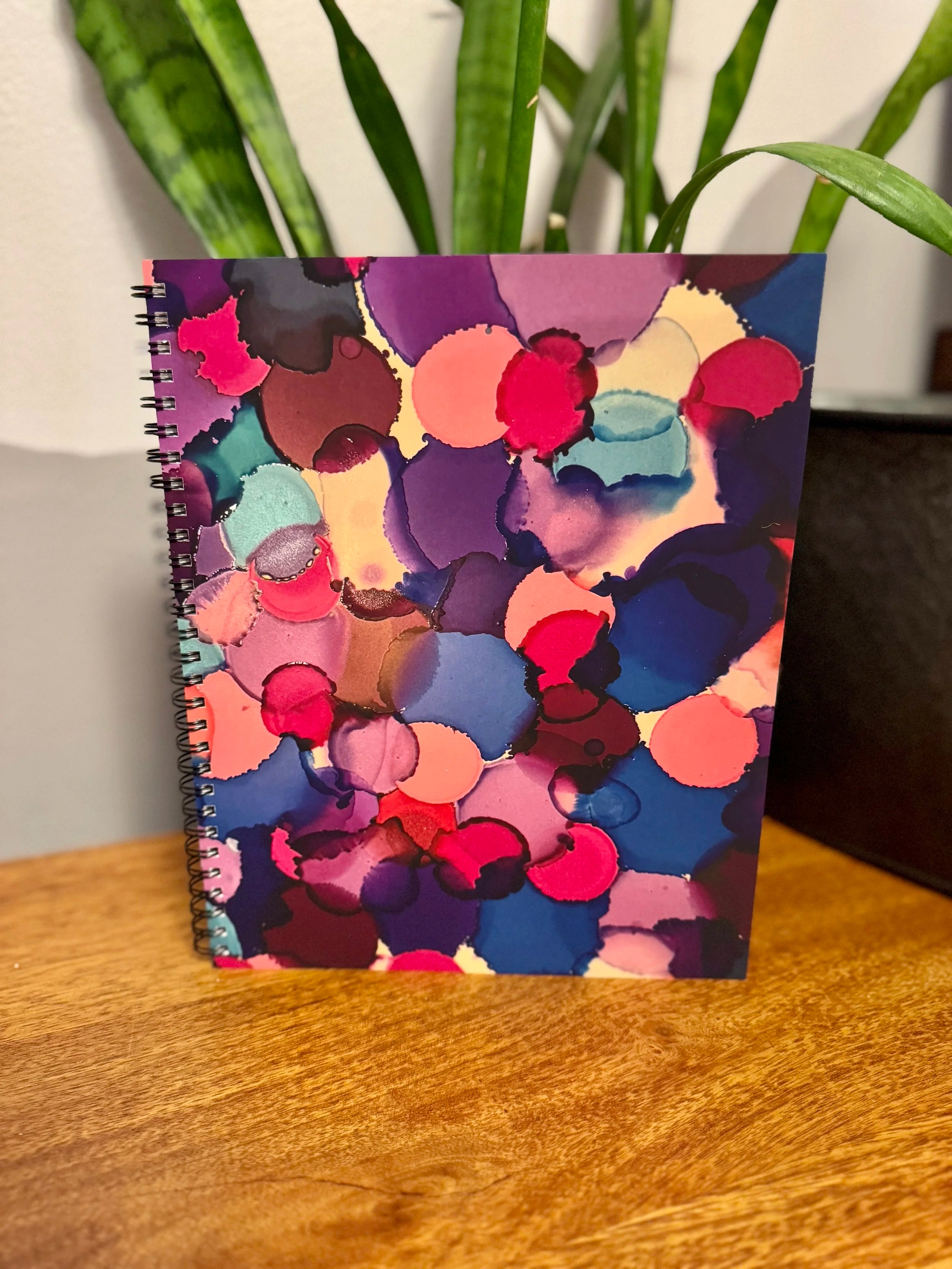 Blue, Pink, Purple Dots Soft Touch Cover Spiral Journal -  8"x10"
