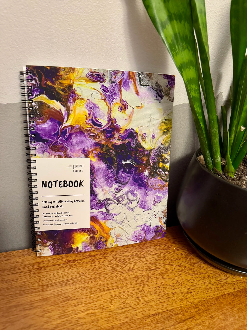 Purple and Yellow Soft Touch Cover Spiral Journal -  8"x10" - Nonbinary